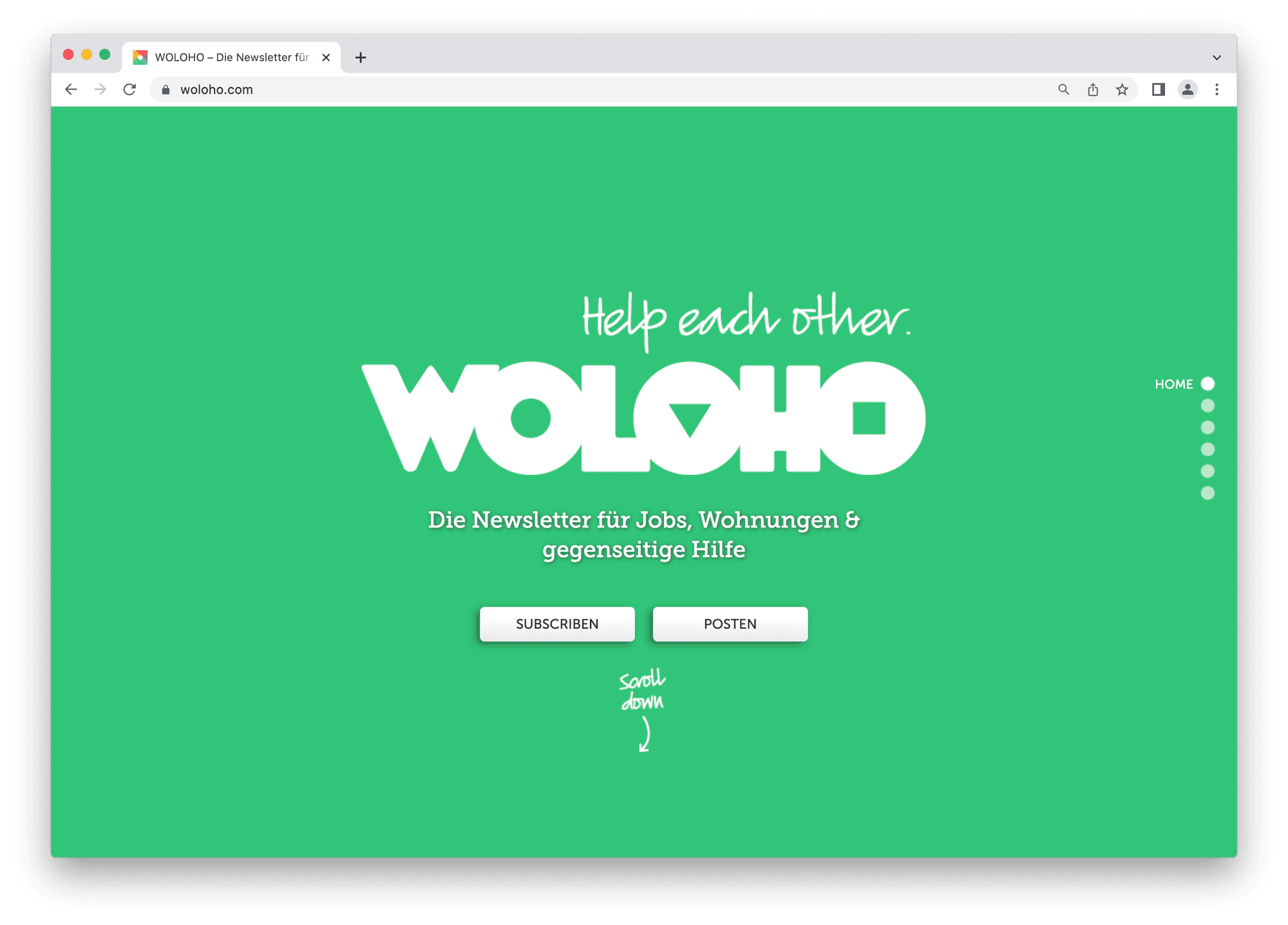 screenshot des nischennewsletters von woloho